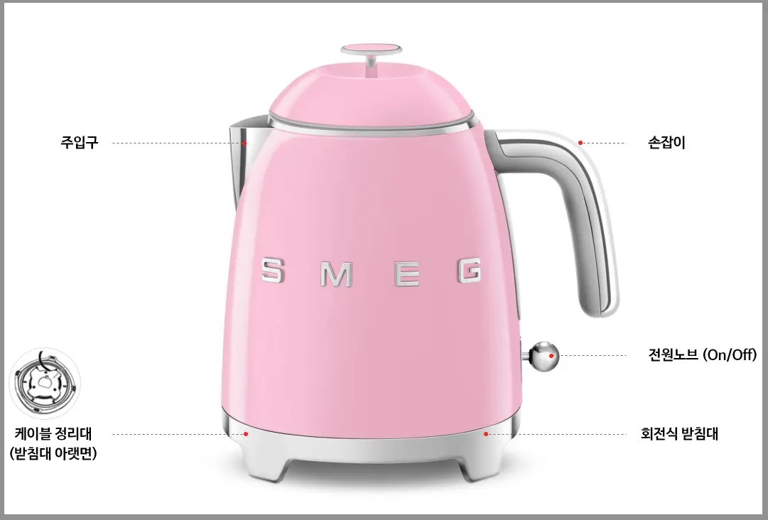 스메그 미니 전기포트 KLF05PGEU｜레트로 감성에 숨은 실속 기능까지