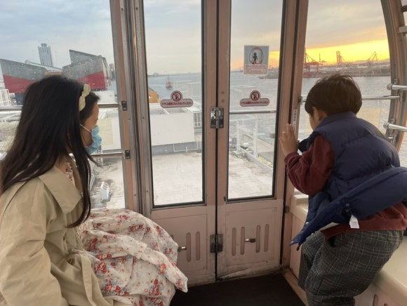 덴포잔 대관람차와 노을