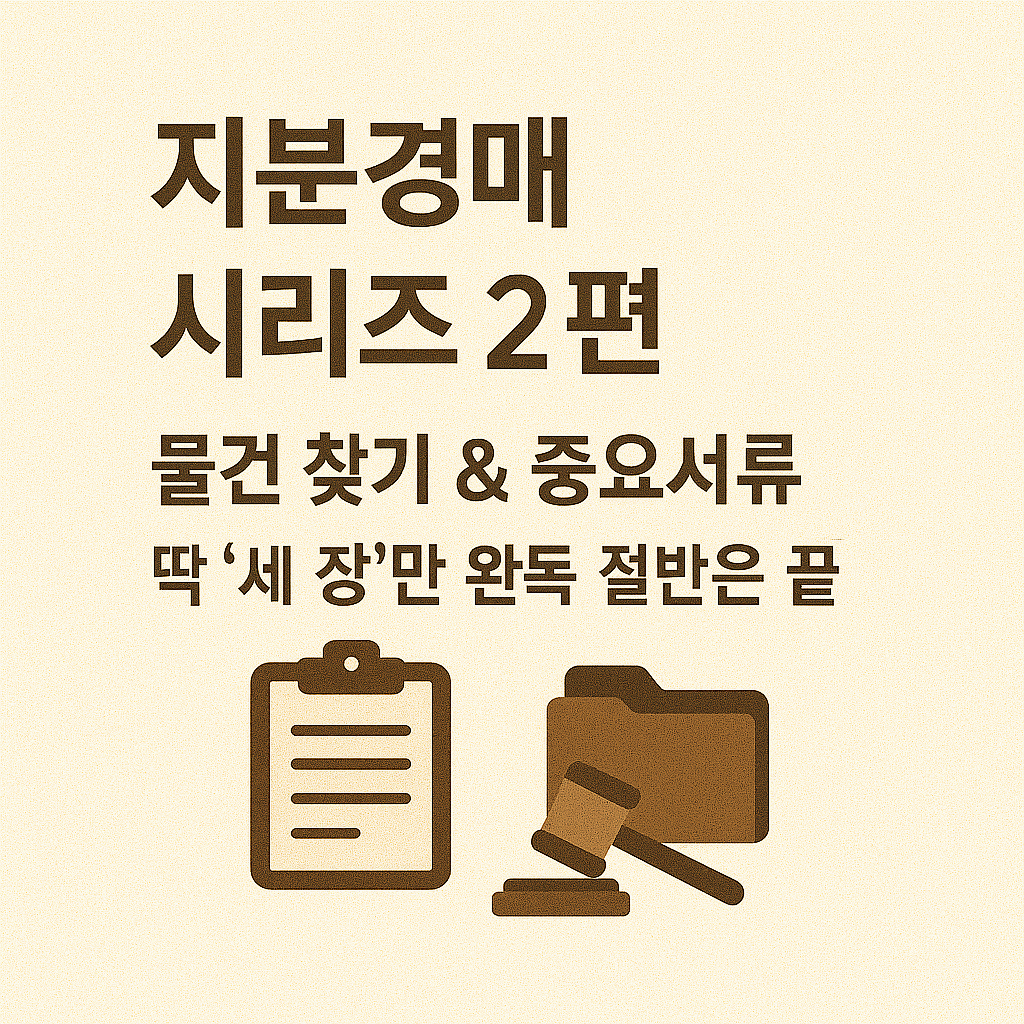 지분경매 시리즈2편, 물건 찾기 & 중요서류 : 딱 ‘세 장’만 완독 절반은 끝