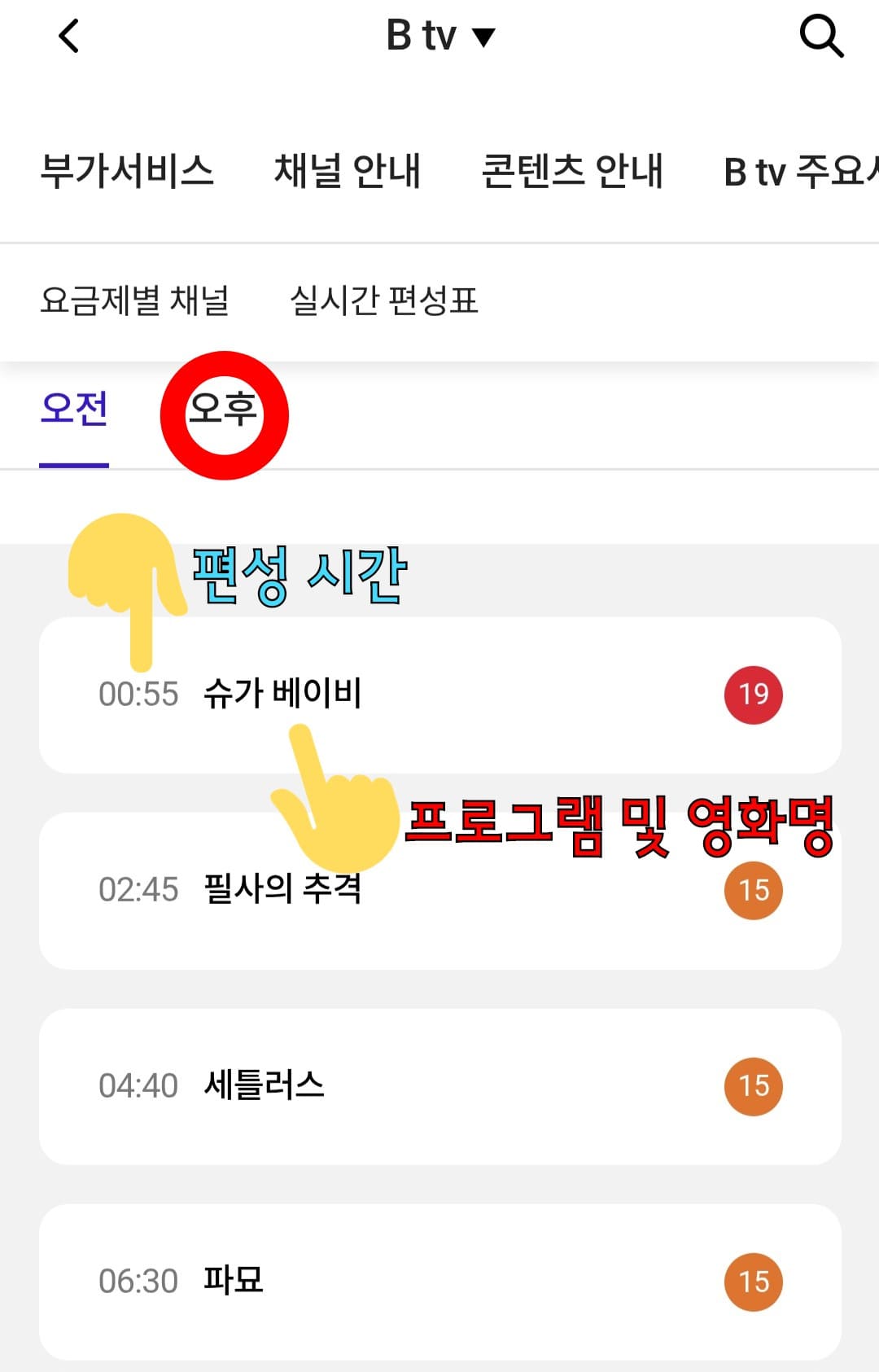 SK-브로드밴드(Btv)-채널번호-및-편성표-확인하는-방법-또한&amp;#44;-오전과-오후-중-선택해-특정-시간대의-편성-정보와-프로그램-및-영화-제목을-확인할-수-있으니-편리하게-활용하시기-바랍니다.
