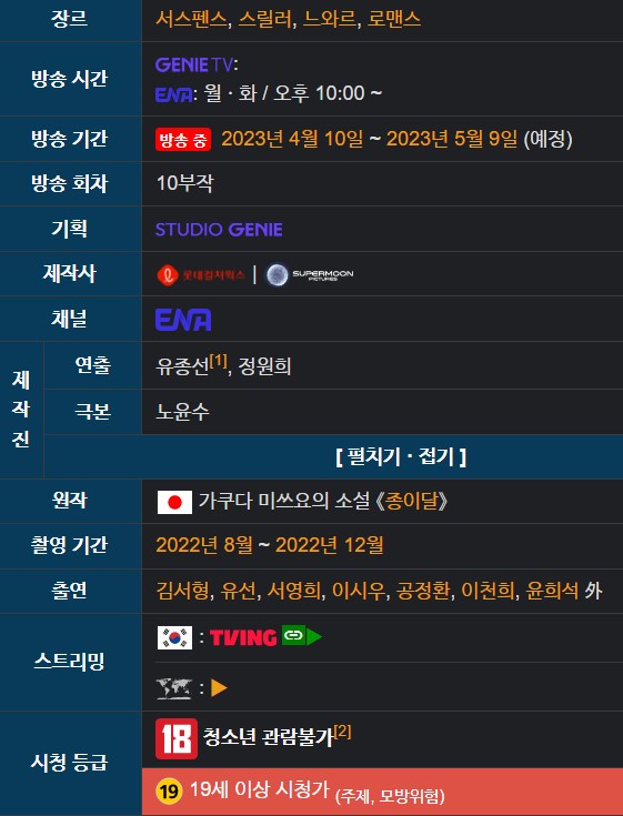 종이달 드라마 기본정보