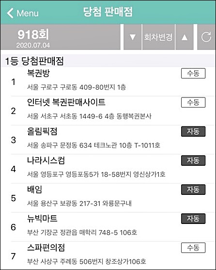 근처 로또 판매점을 찾는 법 (내 주위 복권방)