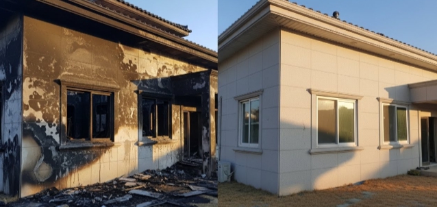 화재청소 후 외벽 복구