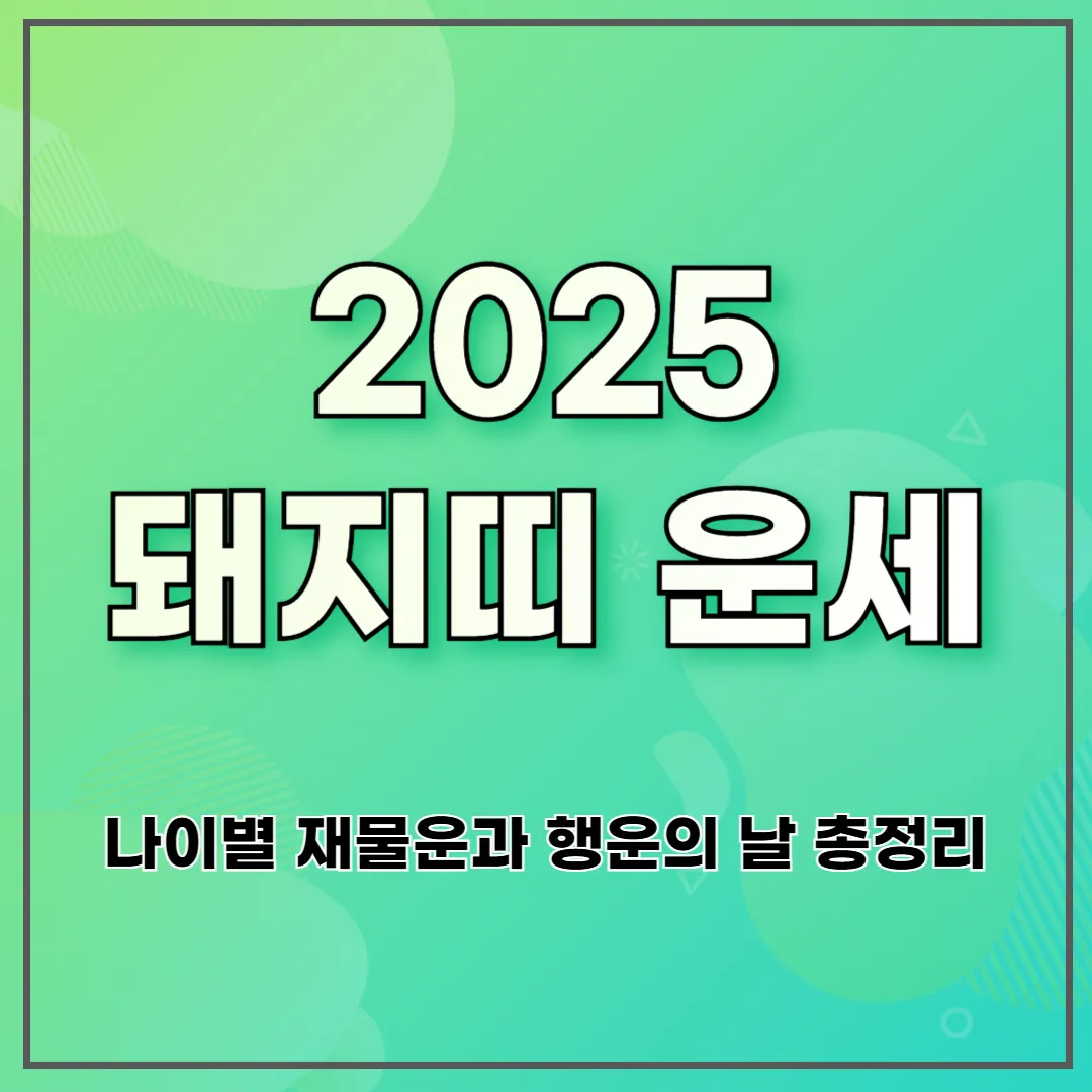 2025 돼지띠 운세 ❘ 나이별 재물운과 행운의 날 총정리
