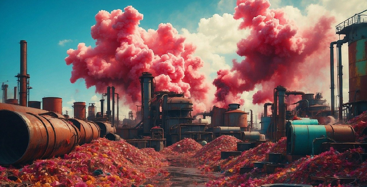 환경오염일 일으키는 일러스트 사진을 예시로 보여줌, 출처 픽사베이