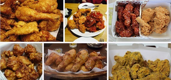 한국의-치킨후라이드와-양념치킨