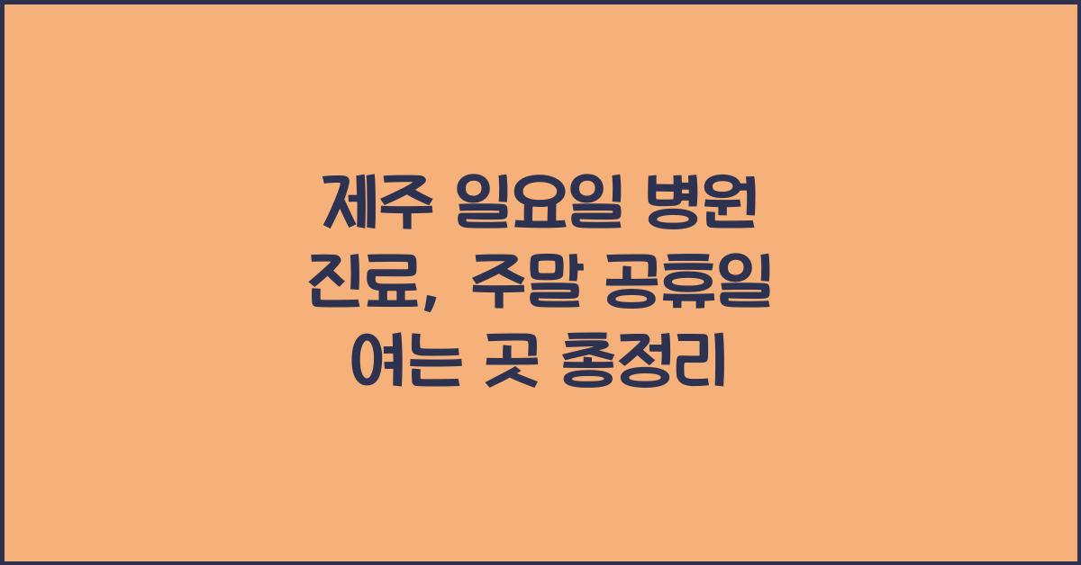 제주 일요일 병원 진료 주말 공휴일 여는 곳