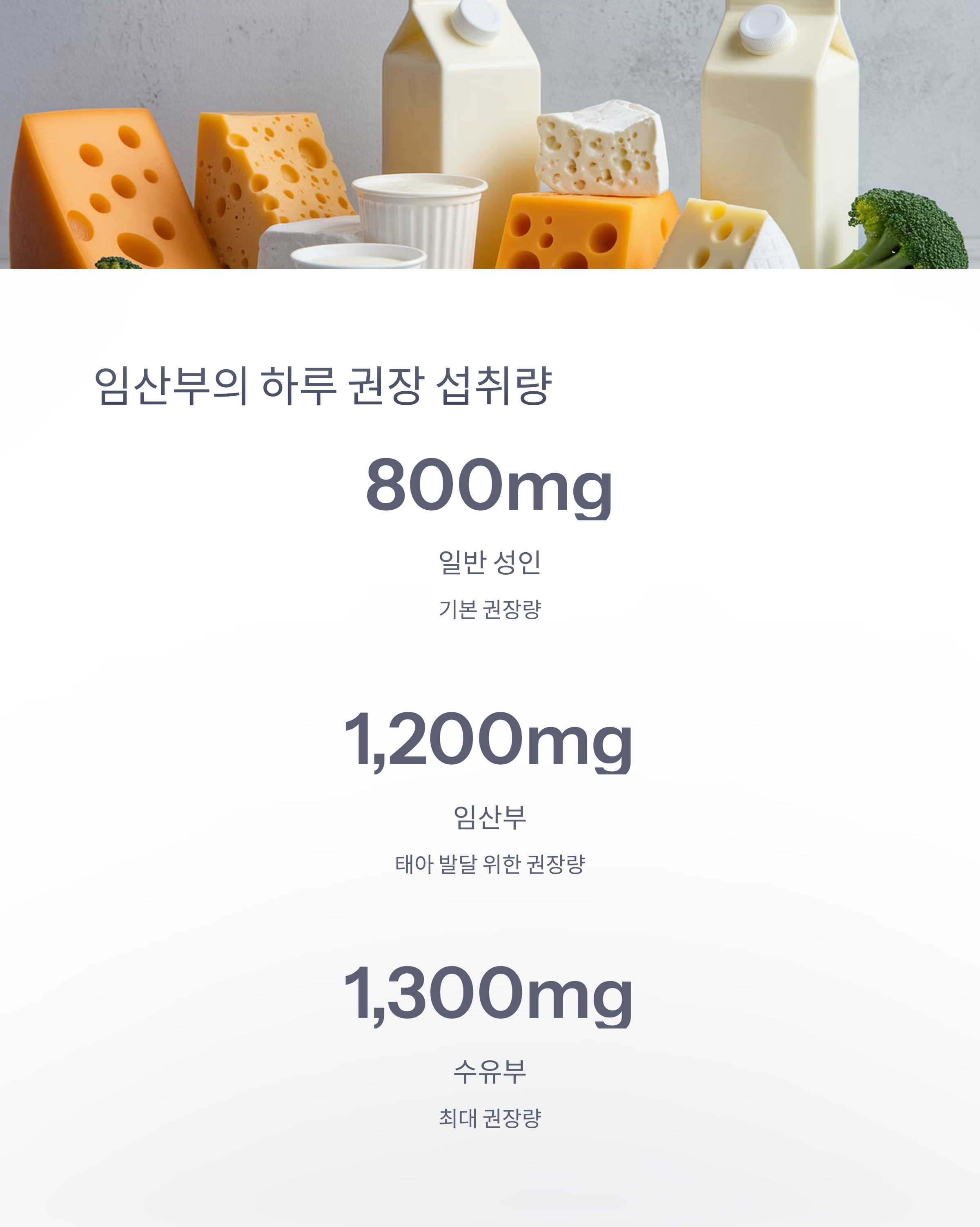 칼슘 섭취 가이드 &ndash; 권장 섭취량