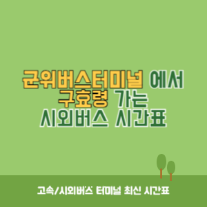 군위버스터미널에서 구효령 가는 시외버스 시간표 최신정보