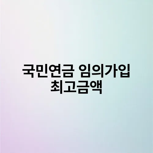 국민연금 임의가입 최고금액