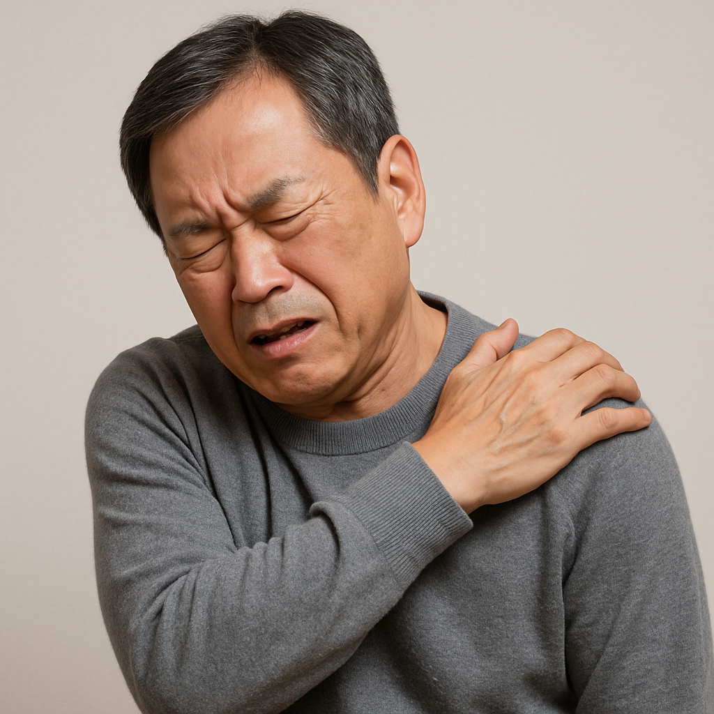 오십견으로-아파하는-중년-남성