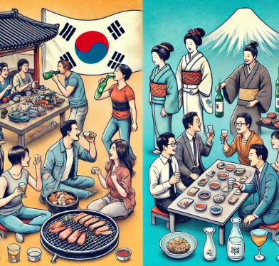 한국 일본 음주문화 관련된 그림