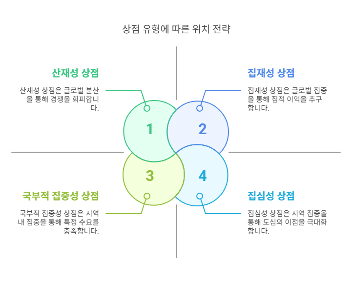 집심성-집재성-산재성-집중성-점포