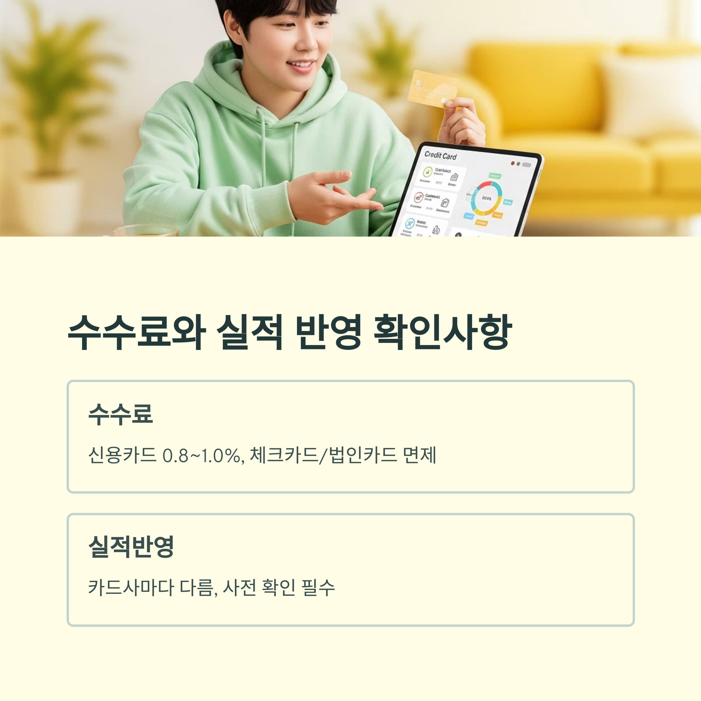 수수료와 실적 반영 확인사항