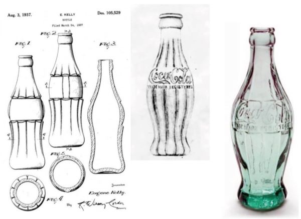 공모전 당선작의 콜라병 도안과 완성품