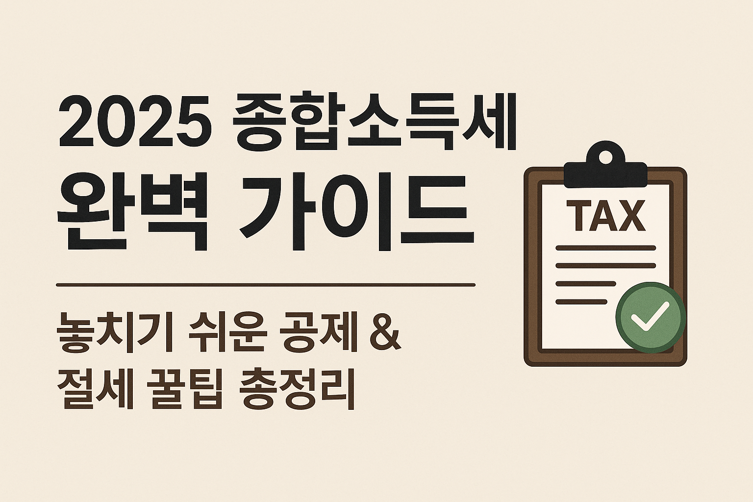 2025년 종합소득세 신고 가이드