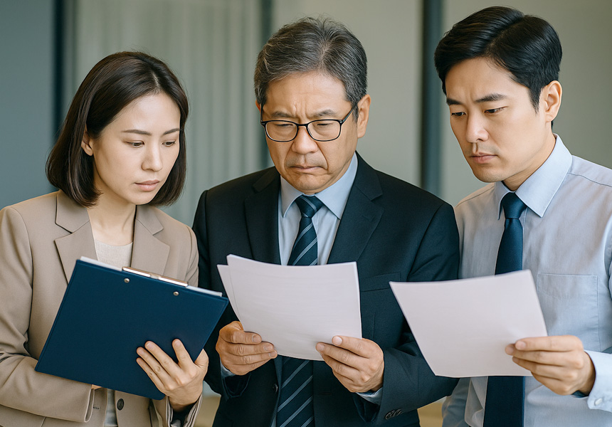 희망퇴직 조건을 확인하는 모습