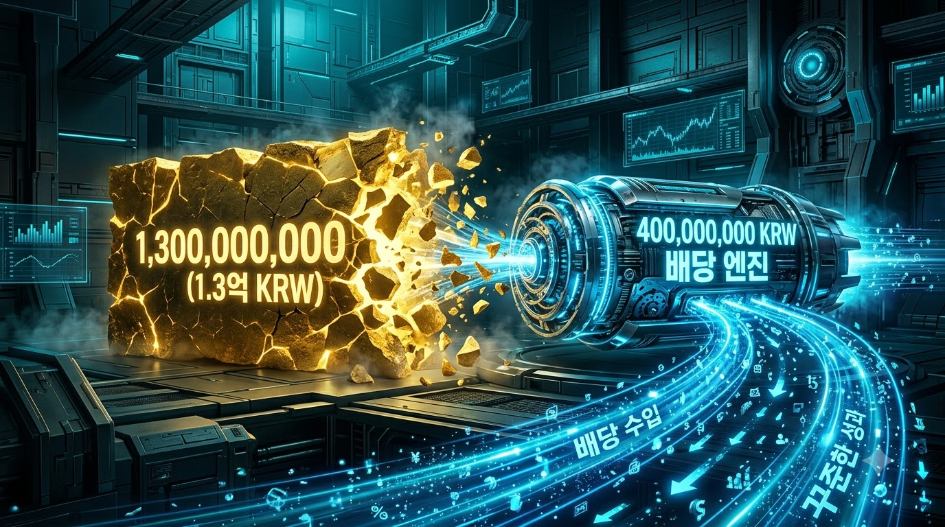 SCHD 단독 보유의 13억 원 은퇴 벽을 허물고 4억원 시드로 월 500만 원 현금 흐름을 수수료 없이 완성하는 2세대 데일리 커버드콜 하이테크 금융 그래픽