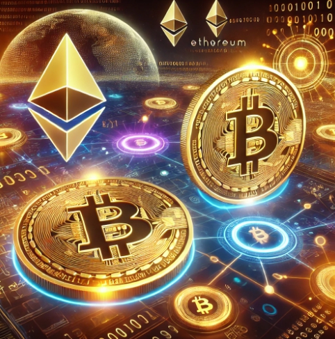 암호화폐 관련 이미지(비트코인, 이더리움)