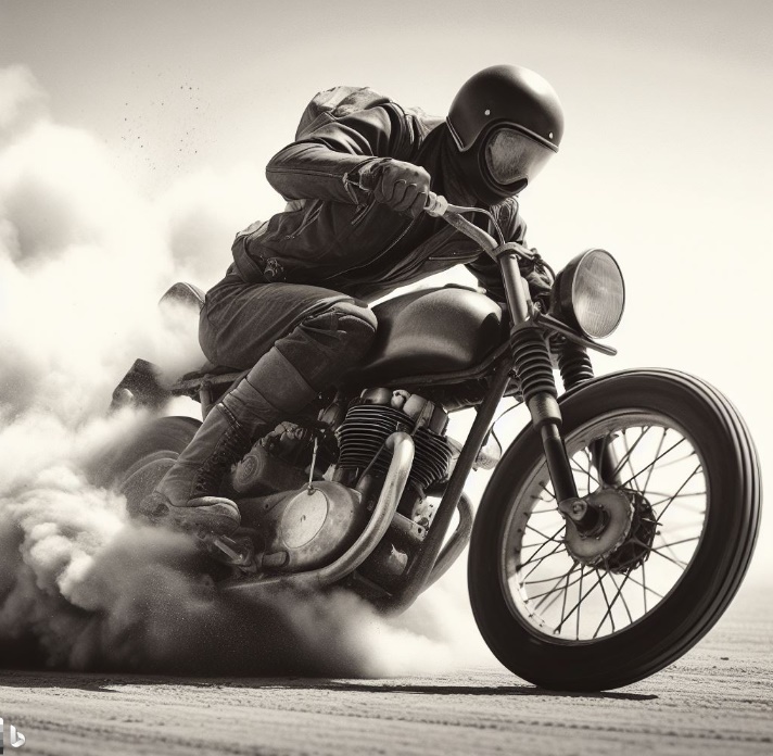 맹렬한 기세로 질주하는 바이크맨(made by Bing)