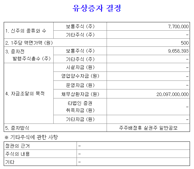 광진윈텍유증자금조달목적