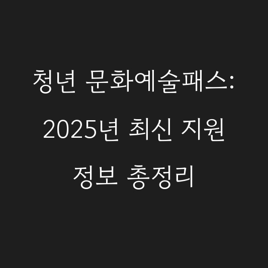 청년 문화예술패스: 2025년 최신 지원 정보 총정리 대표 이미지