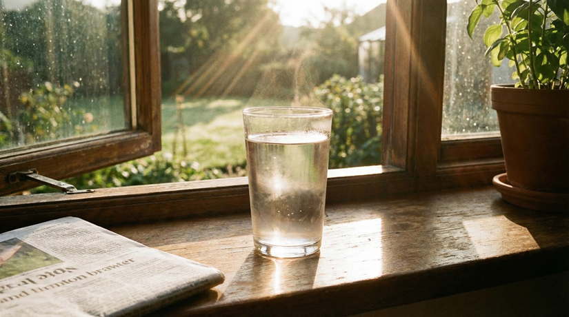 아침 루틴 수분 섭취와 햇빛을 통한 세로토닌 활성화 이미지