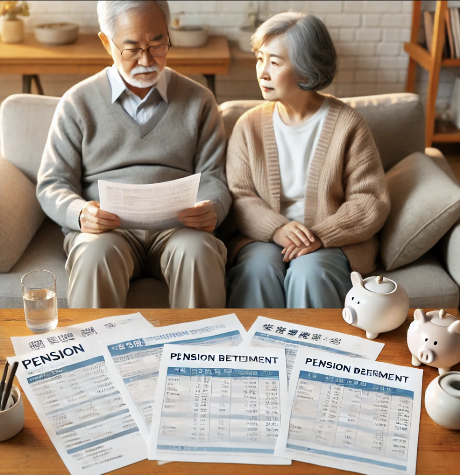 연금을 검토하며 노후 준비하는 모습