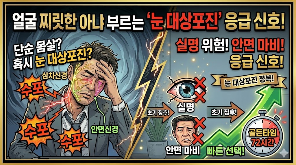 '눈 대상포진' 응급 신호 얼굴 찌릿한 통증, 단순 몸살 아냐! 실명과 안면 마비