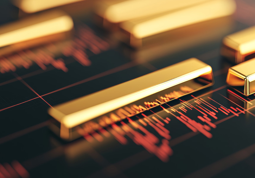 증권사 모니터에 표시된 금 가격 그래프 모습