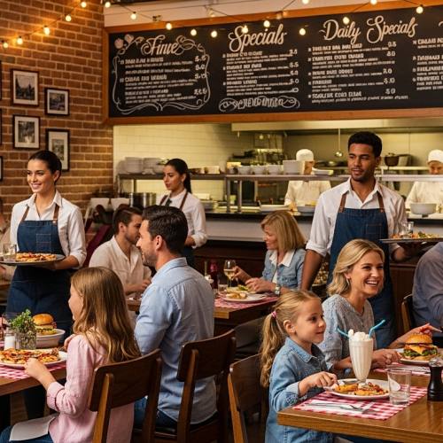 패밀리 레스토랑에서 식사하는 사진