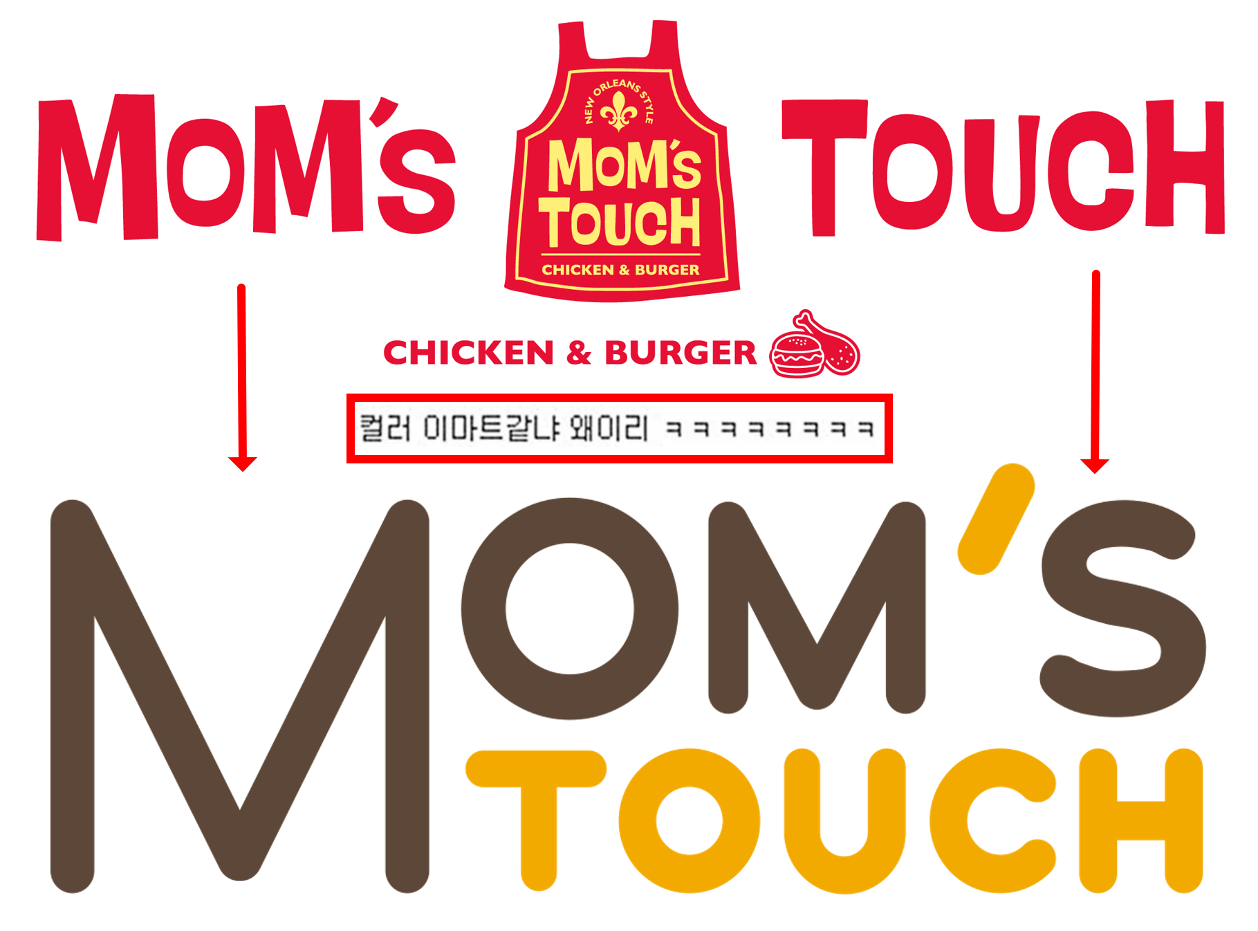 맘스터치-구버전-로고(상)와-신규-로고(하)-콜라주-사진