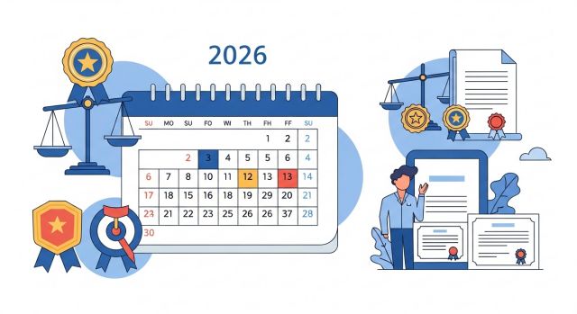 2026년 공무원 시험 일정과 국가기술자격증 시험 일정을 상징적으로 표현한 썸네일 이미지