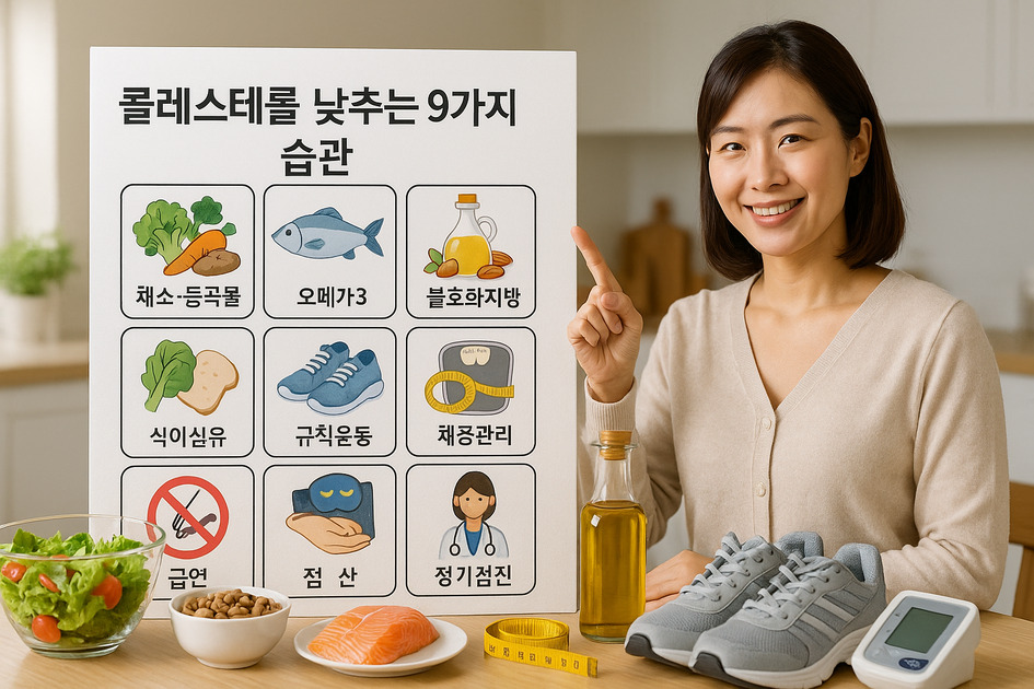 콜레스테롤 낮추는 습관 잘 지키는 여성의 이미지