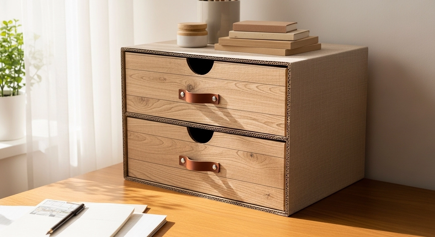 비싼 수납장 사지 마세요! 튼튼함이 가구급, 택배 박스로 만드는 '3단 미니 서랍장' (종이 리폼 끝판왕)