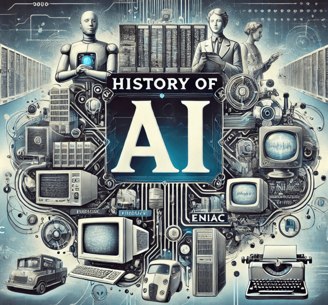 AI의 역사와 현재를 표현한 이미지
