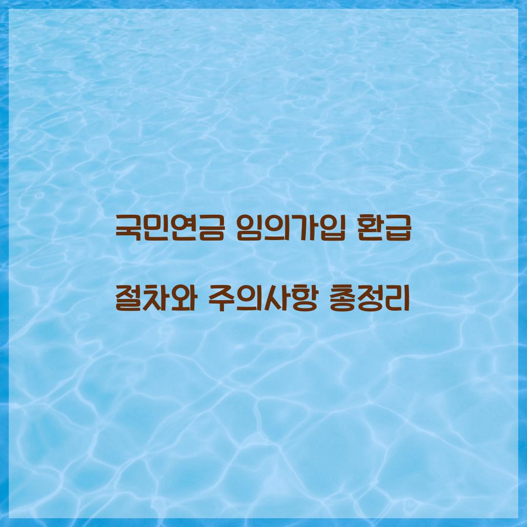 국민연금 임의가입 환급