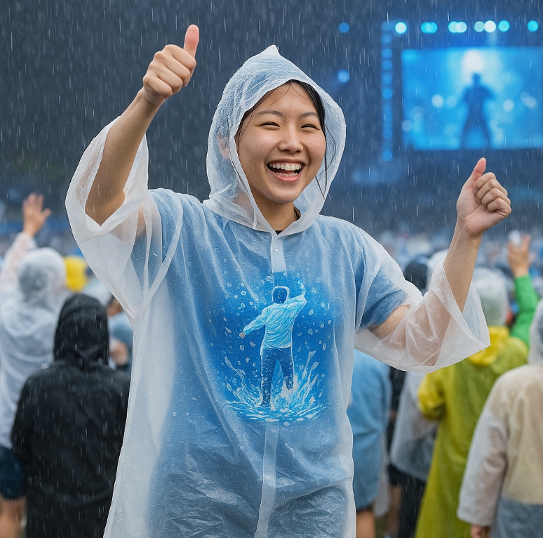 흠뻑쇼 우비 착용 예시