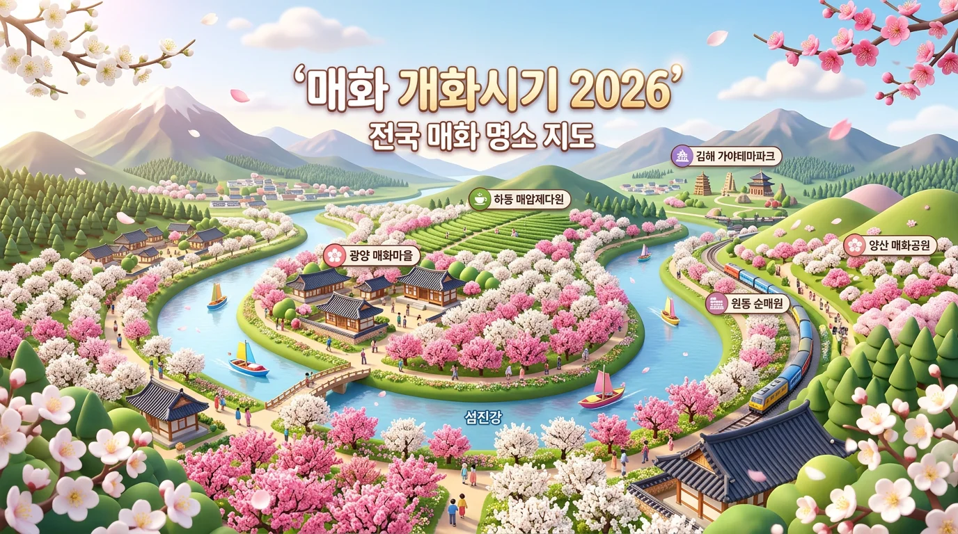 2026 전국 매화 개화시기, 명소별 만개 시기와 여행 팁 총정리