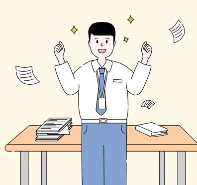사무실에서 업무 보는 신입사원