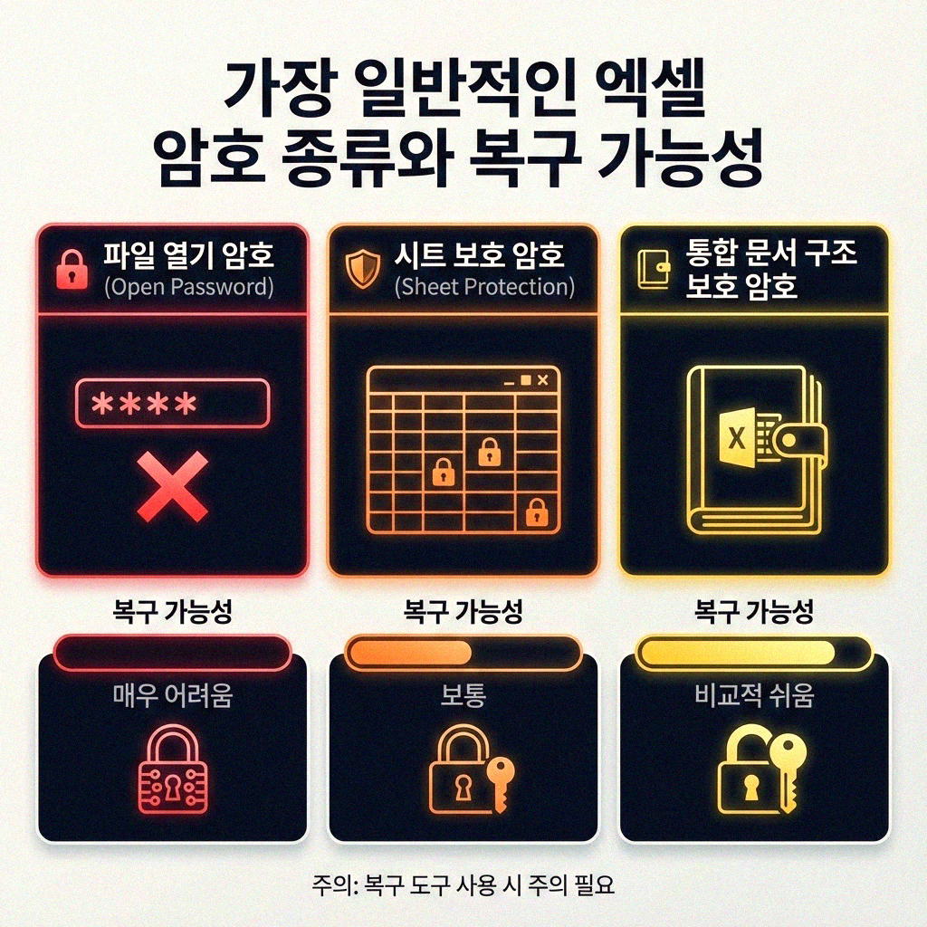 잊어버린 엑셀 파일 암호 쉬운 복구 방법들