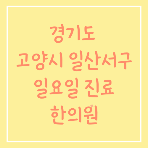 경기도 고양시 일산서구 일요일 진료 한의원