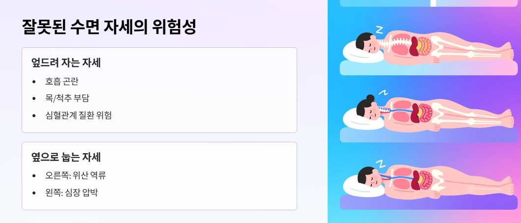 잘못된 수면 자세의 위험성