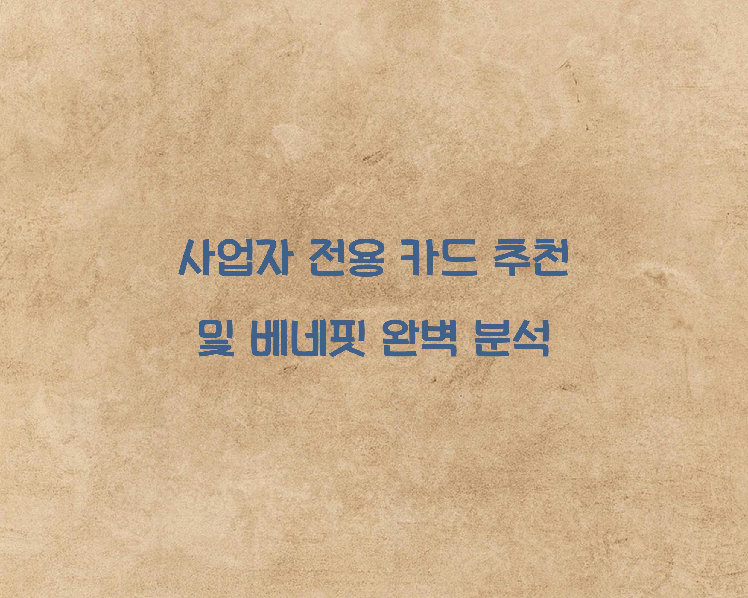 사업자 전용 카드 추천