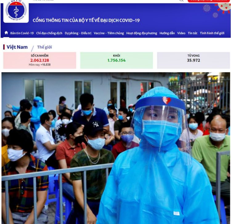 베트남 코롸나 확진자, 사망자 수