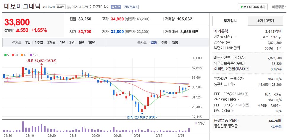 대보마그네틱 차트(일봉)