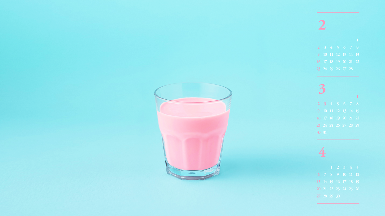 02 핑크색 우유 B - 2025년3월 노트북배경화면