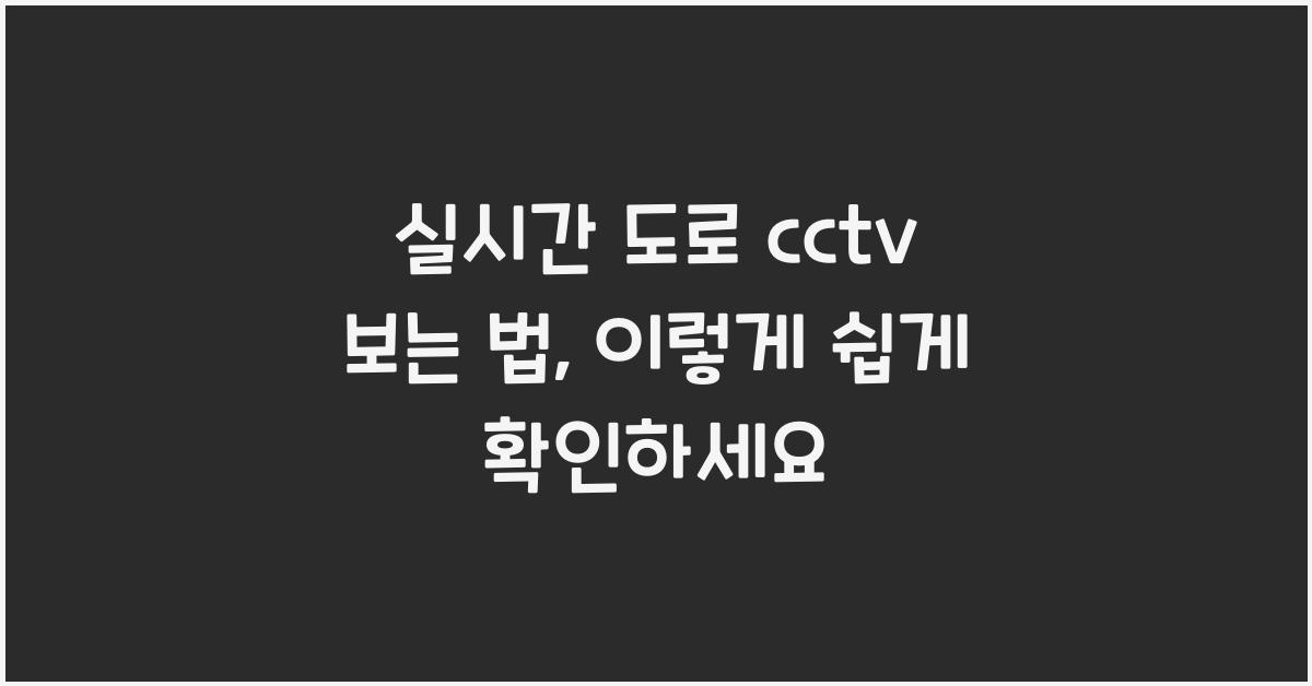 실시간 도로 cctv 보는 법