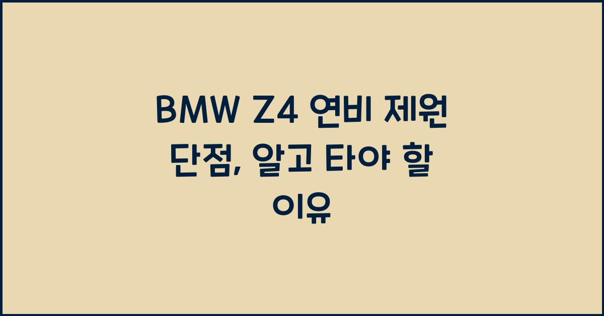 BMW Z4 연비 제원 단점