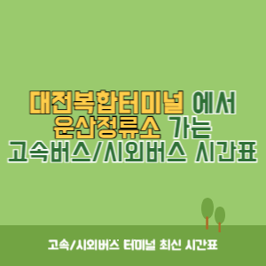 대전복합터미널에서 운산정류소 가는 시외버스 시간표 최신정보